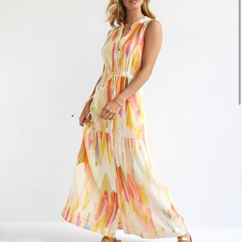 Anthropologie Maeve Deco Maxi Shirtdress sz 2. WORN ONCE.